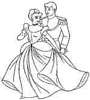 dla kolorowanki do wydruku z bajki Disney Kopciuszek - para królewicz i królewna razem tańczą na balu w pałacu